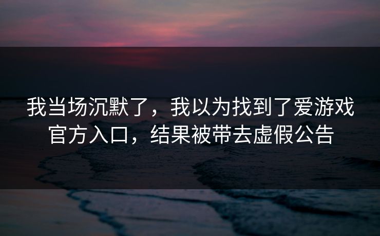 我当场沉默了，我以为找到了爱游戏官方入口，结果被带去虚假公告