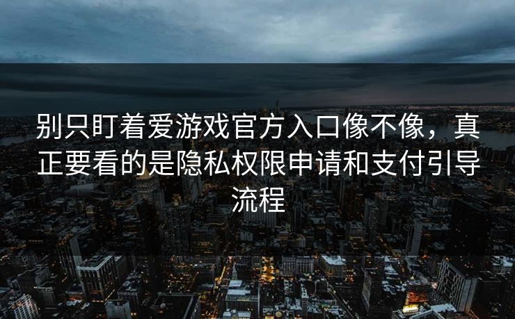 别只盯着爱游戏官方入口像不像，真正要看的是隐私权限申请和支付引导流程